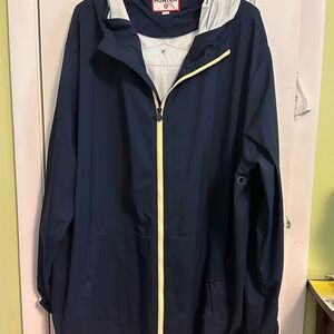 Hunter Blue Raincoat with Yellow Zipper Plus size